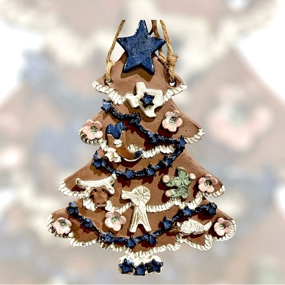 Other - Unique McTee Clay Large 9.5” Texas Themed Christmas Tree Ornament or Wall Decor